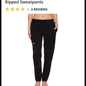 Alo Yoga-distressed ripped sweatpants